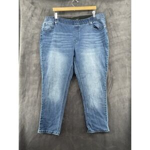 LCR Women's‎ Pull On Stretch Denim Capri Jeans Blue Size P2X Plus Size